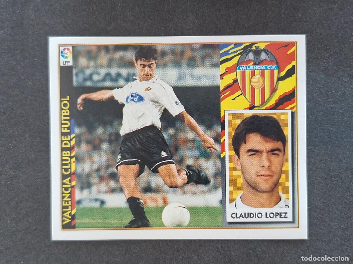 Fu&szlig;ball-Sticker: L4 CLAUDIO LOPEZ VALENCIA C. F. LIGA ESTE 1997 1998 97 98 NUNCA PEGADO SIN PEGAR