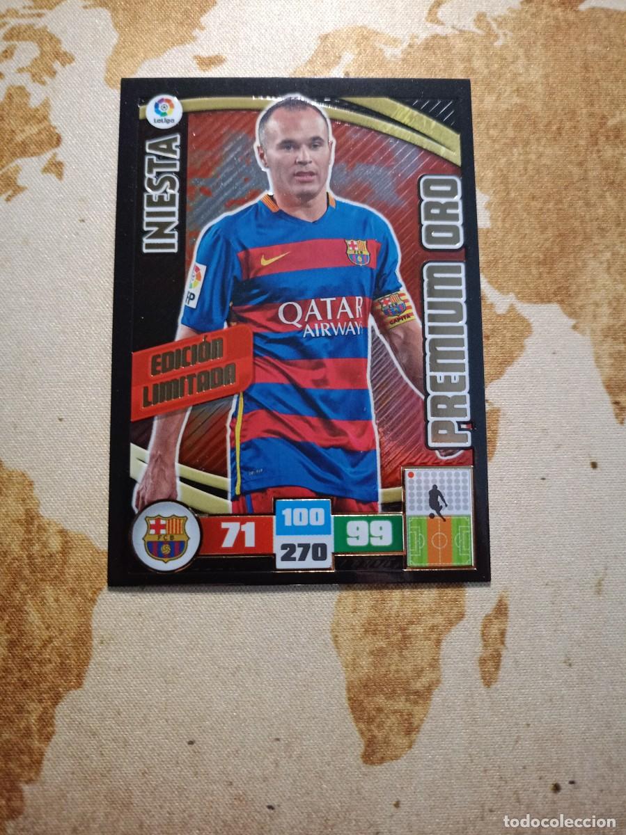 Fu&szlig;ball-Sticker: Edici&oacute;n limitada PREMIUM ORO INIESTA Adrenalyn 2015-16