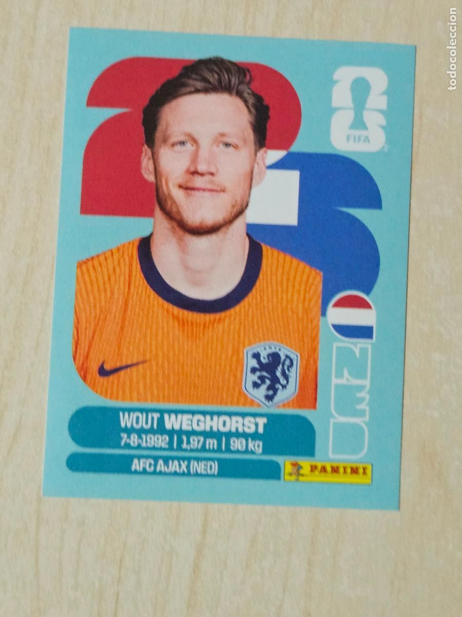 Cartes &agrave; collectionner de Football: CROMO NED19 NED 19 WOUT WEGHORST PAISES BAJOS - MUNDIAL FIFA WORLD CUP 2026 STICKER PANINI SIN PEGAR