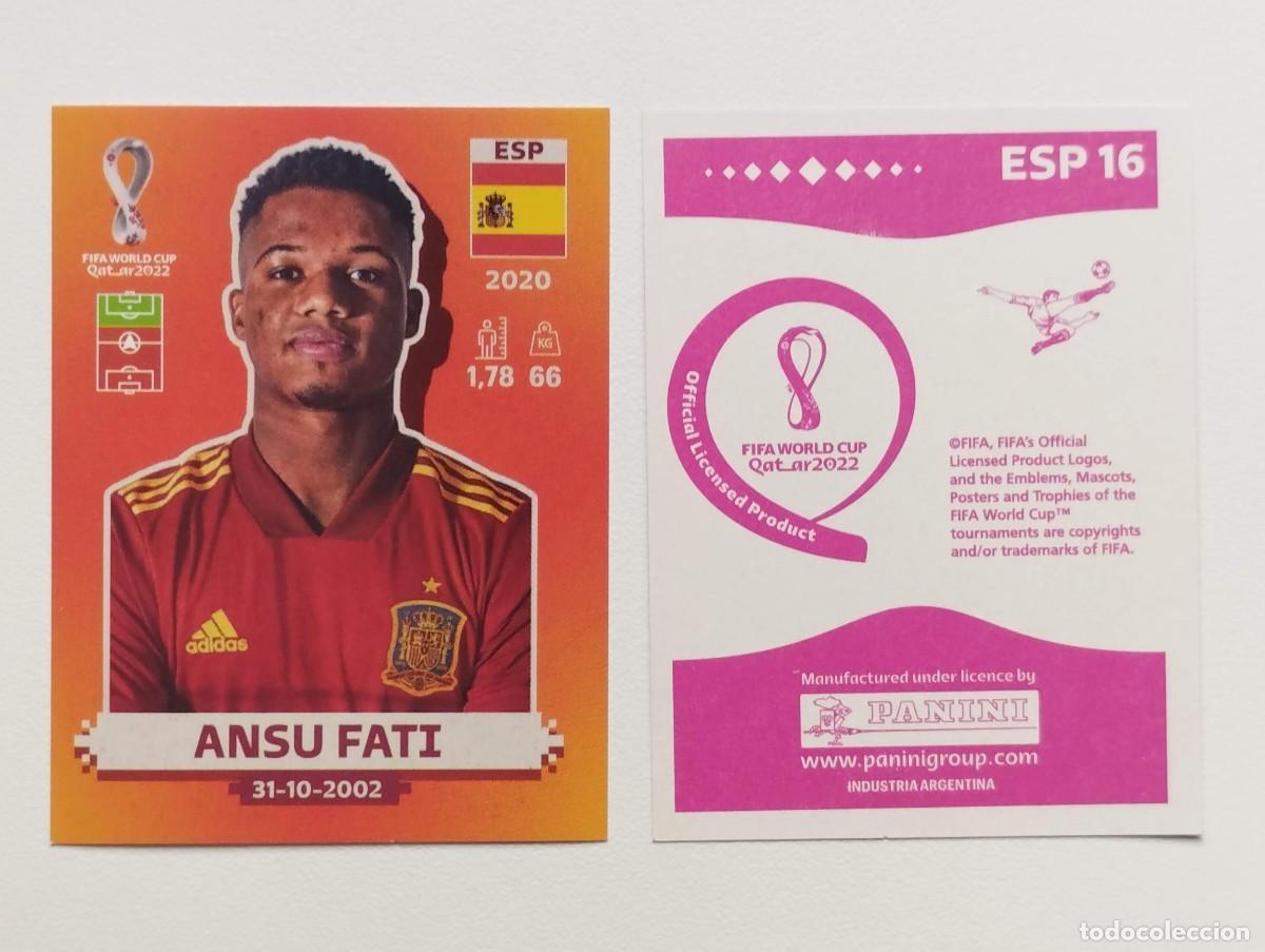 Cartes &agrave; collectionner de Football: CROMO STICKER EDICION PANINI ARGENTINA MUNDIAL QATAR 2022 ANSU FATI ESP16 ESP 16 ESPA&Ntilde;A