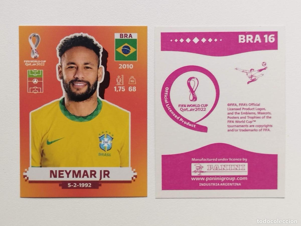 Cromos de f&uacute;tbol: CROMO STICKER EDICION PANINI ARGENTINA MUNDIAL QATAR 2022 NEYMAR JR BRA16 BRA 16 BRASIL