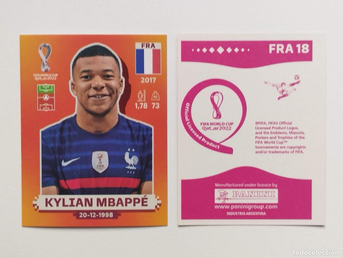 Cromos de f&uacute;tbol: CROMO STICKER EDICION PANINI ARGENTINA MUNDIAL QATAR 2022 KYLIAN MBAPPE FRA18 FRA 18 FRANCIA