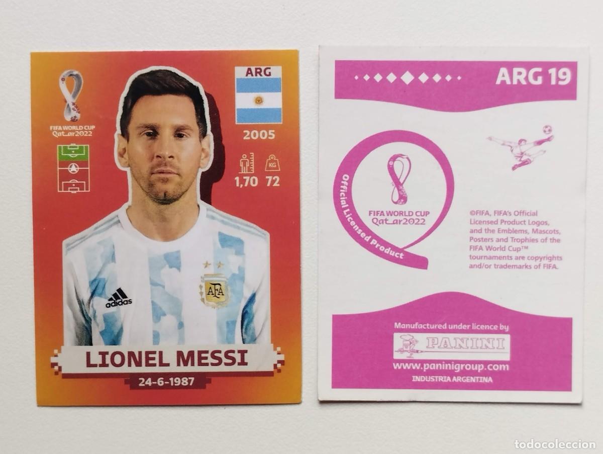 Cromos de f&uacute;tbol: CROMO STICKER EDICION PANINI ARGENTINA MUNDIAL QATAR 2022 LIONEL MESSI ARG19 ARG 19 ARGENTINA