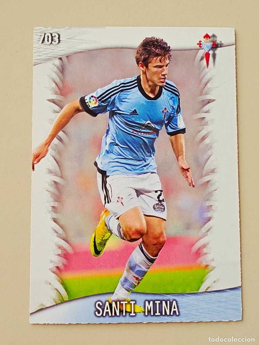 Cromos de f&uacute;tbol: 703 Santi Mina, RC Celta de Vigo, Mundicromo Sport Fichas Platinum Liga &Uacute;ltima Hora 2013 2014 13 14