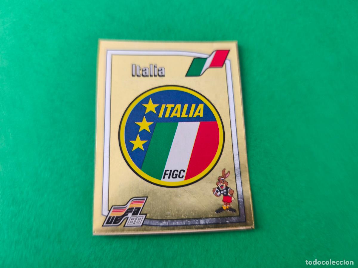 Cartes &agrave; collectionner de Football: CROMO FUTBOL ESCUDO ITALIA RECORTADO N&ordm; 77 EUROCOPA EURO ALEMANIA 88 PANINI