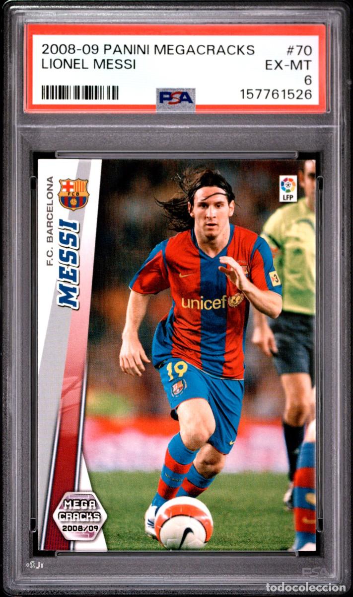 Cartes &agrave; collectionner de Football: Lionel Messi #70 FC Barcelona Panini Megacracks 2008 09 PSA 6