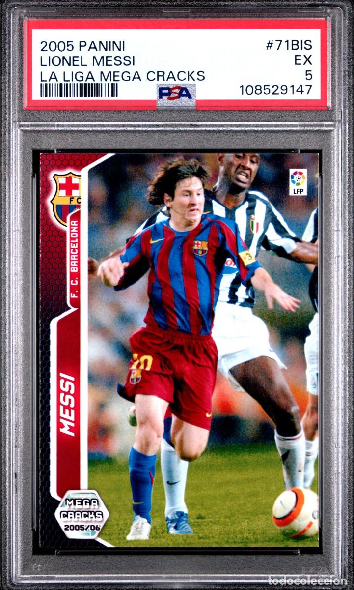 Cartes &agrave; collectionner de Football: Lionel Messi #71 bis FC Barcelona Panini Megacracks 2005 06 PSA 5