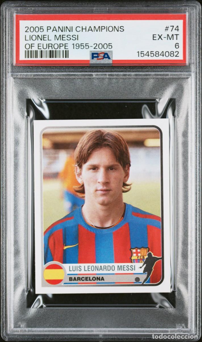 Figurine di Calcio: Rookie Lionel Messi #74 FC Barcelona Panini Champions of Europe 1955 2005 PSA 6