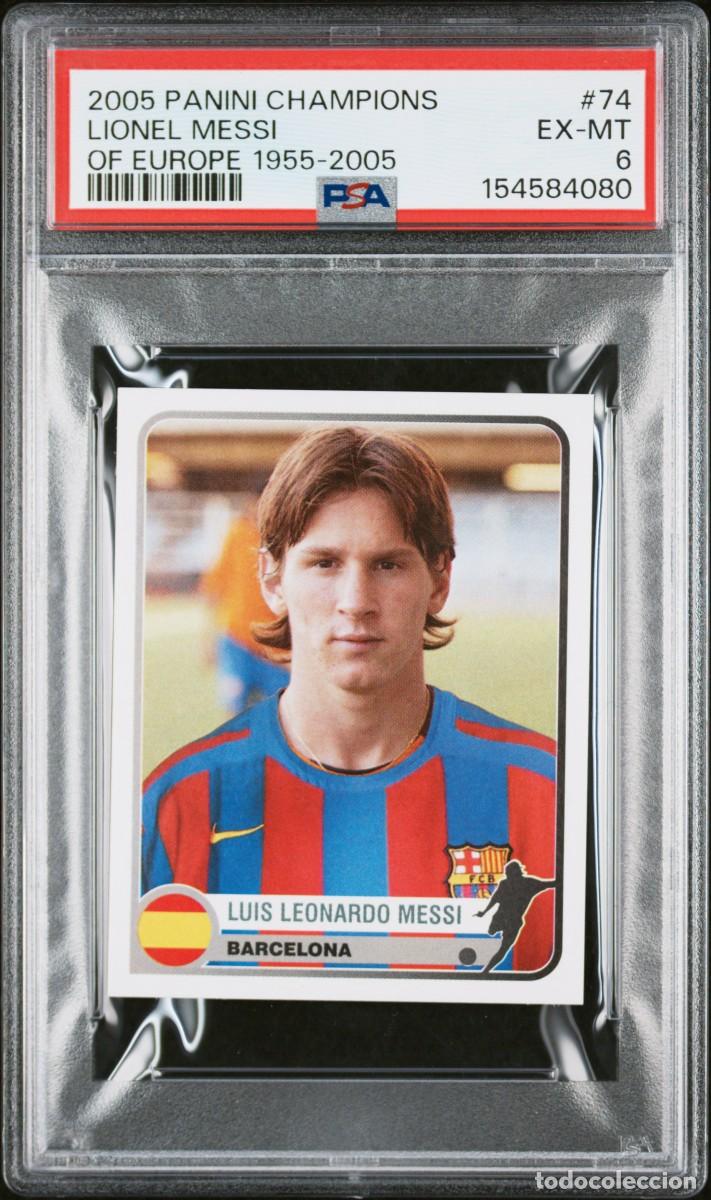 Figurine di Calcio: Rookie Lionel Messi #74 FC Barcelona Panini Champions of Europe 1955 2005 PSA 6