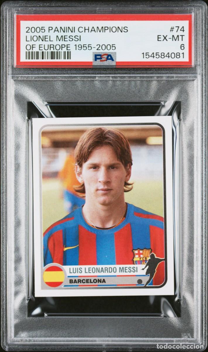Figurine di Calcio: Rookie Lionel Messi #74 FC Barcelona Panini Champions of Europe 1955 2005 PSA 6