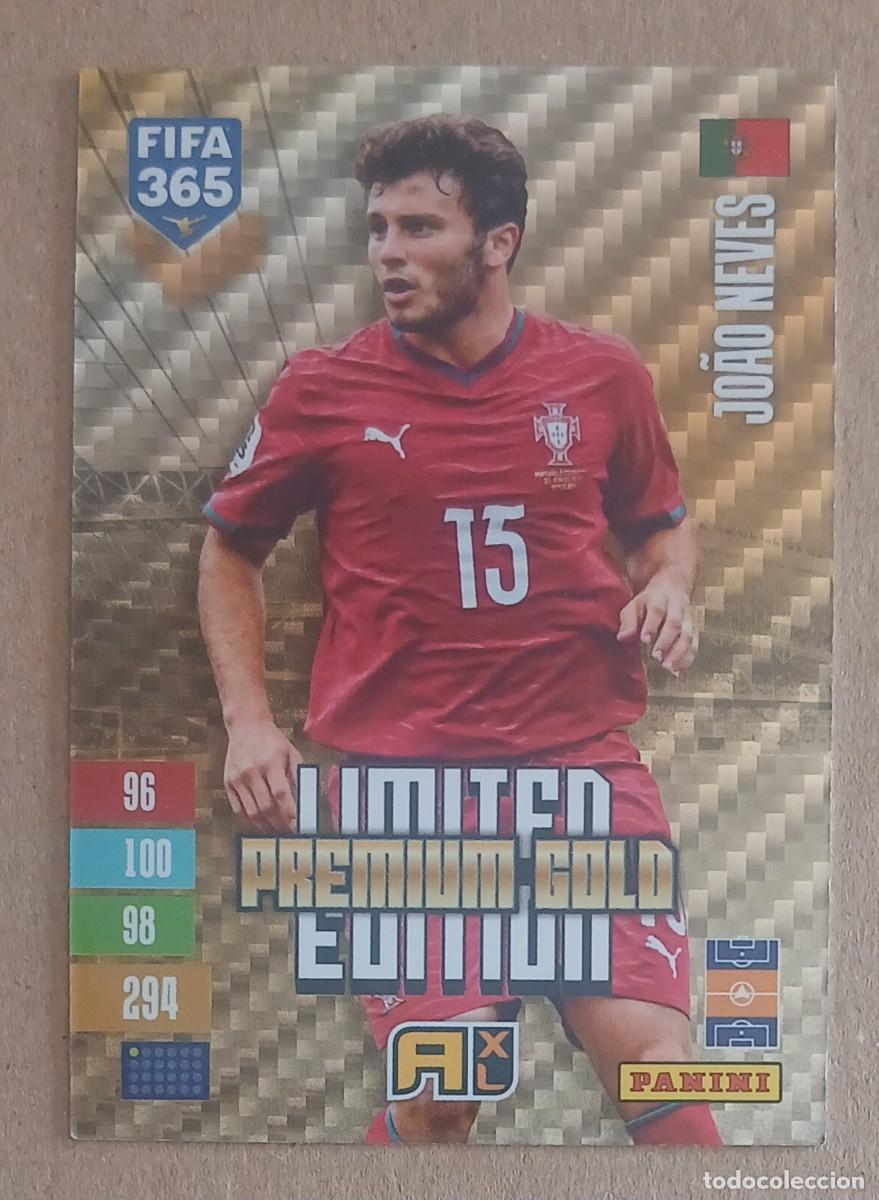 Figurine di Calcio: CROMO JOAO NEVES PORTUGAL LIMITED PREMIUM GOLD ADRENALYN XL FIFA 365 2026-2027. Nuevo de sobre.