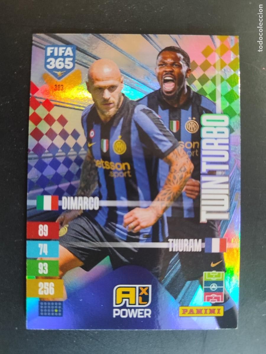 Football Stickers: ADRENALYN XL FIFA 365 2027 CARD TWIN TURBO DIMARCO/THURAN INTER # 303 PANINI