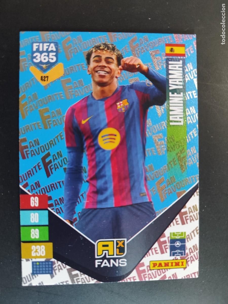Figurine di Calcio: ADRENALYN FIFA 365 2027 CARD FANS PARALELA BLUE LAMINE YAMAL FC BARCELONA # 427 PANINI