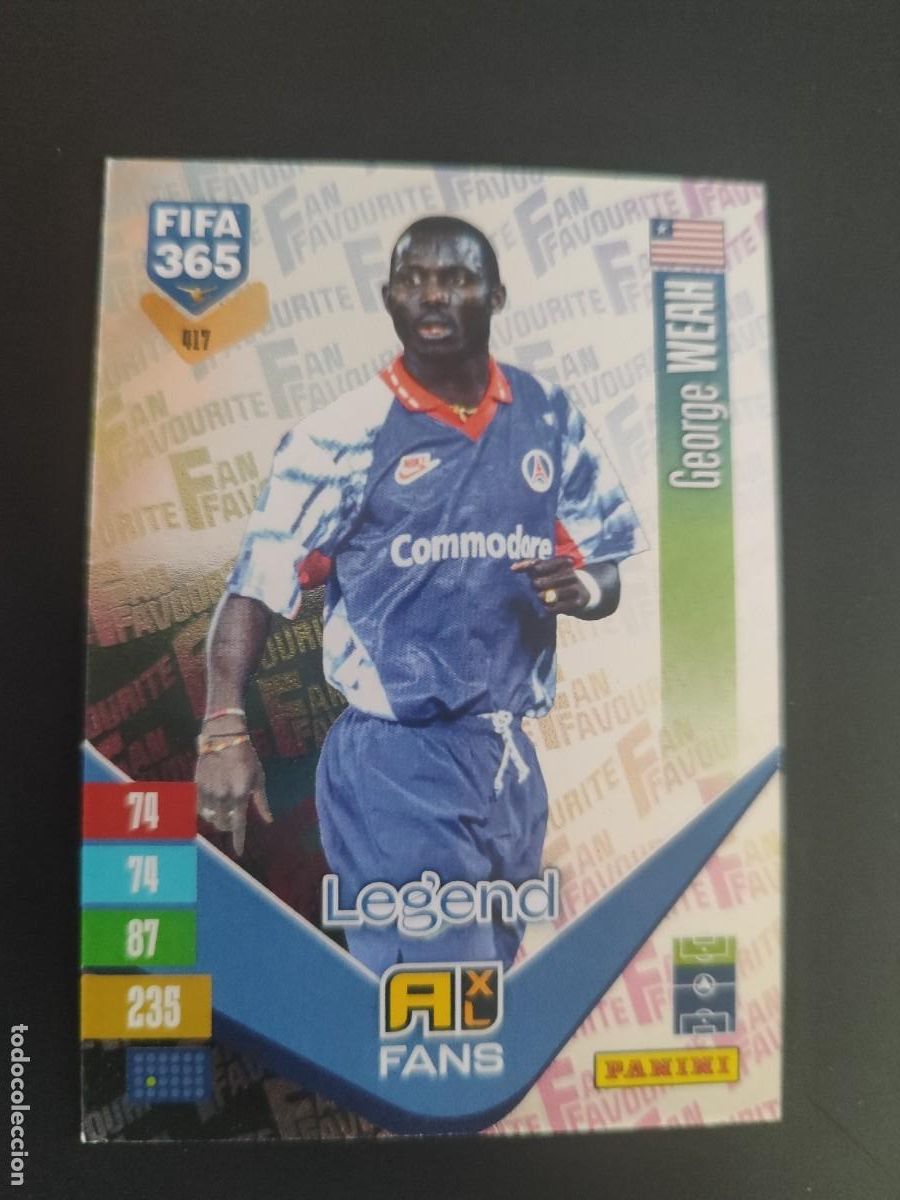 Cromos de f&uacute;tbol: ADRENALYN XL FIFA 365 2027 CARD FANS LEGEND WEAH PSG # 417 PANINI