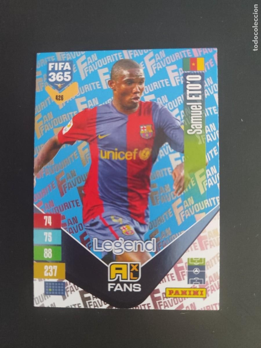Cartes &agrave; collectionner de Football: ADRENALYN XL FIFA 365 2027 CARD FANS LEGEND ETO&acute;O FC BARCELONA # 426 PANINI PARALELA AZUL