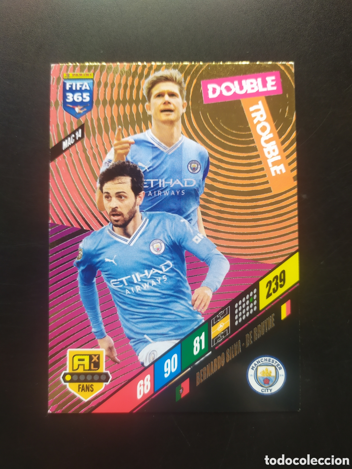 Fu&szlig;ball-Sticker: FIFA 365 adrenalyn 2023 2024 23 24 panini De Bruyne Bernardo Silva MAC14 Manchester City