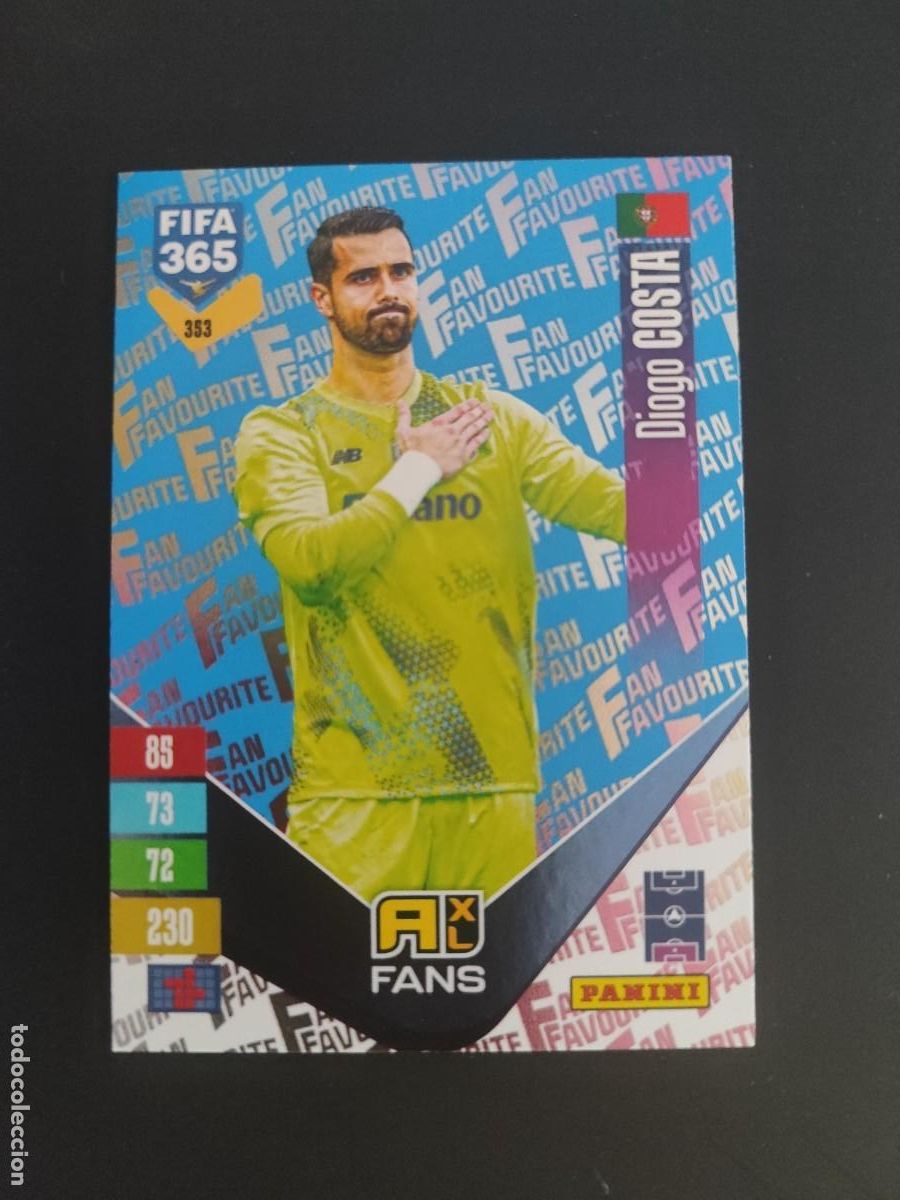 Fu&szlig;ball-Sticker: ADRENALYN XL FIFA 365 2027 CARD FANS DIOGO COSTA PORTUGAL # 383 PANINI PARALELA AZUL