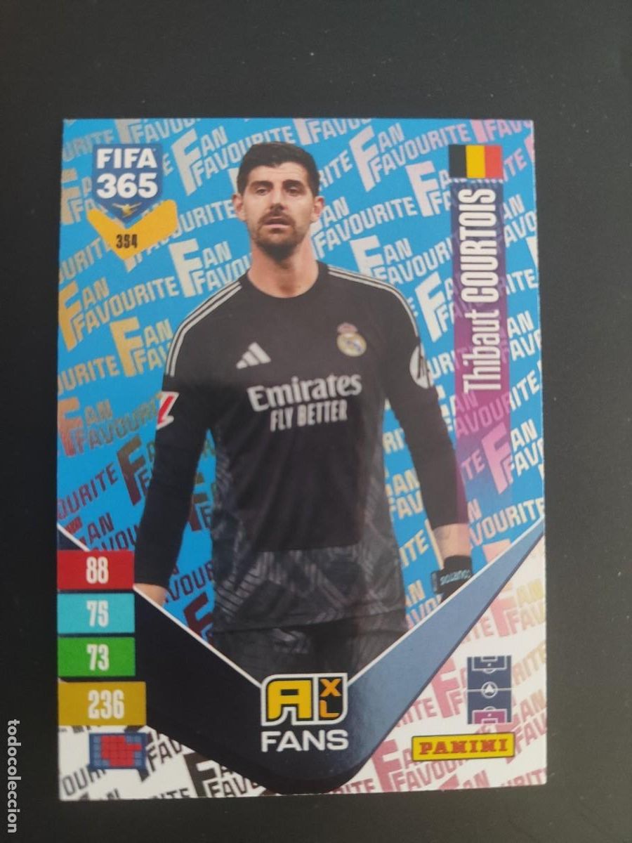 Fu&szlig;ball-Sticker: ADRENALYN XL FIFA 365 2027 CARD FANS COURTOIS REAL MADRID # 394 PANINI PARALELA AZUL