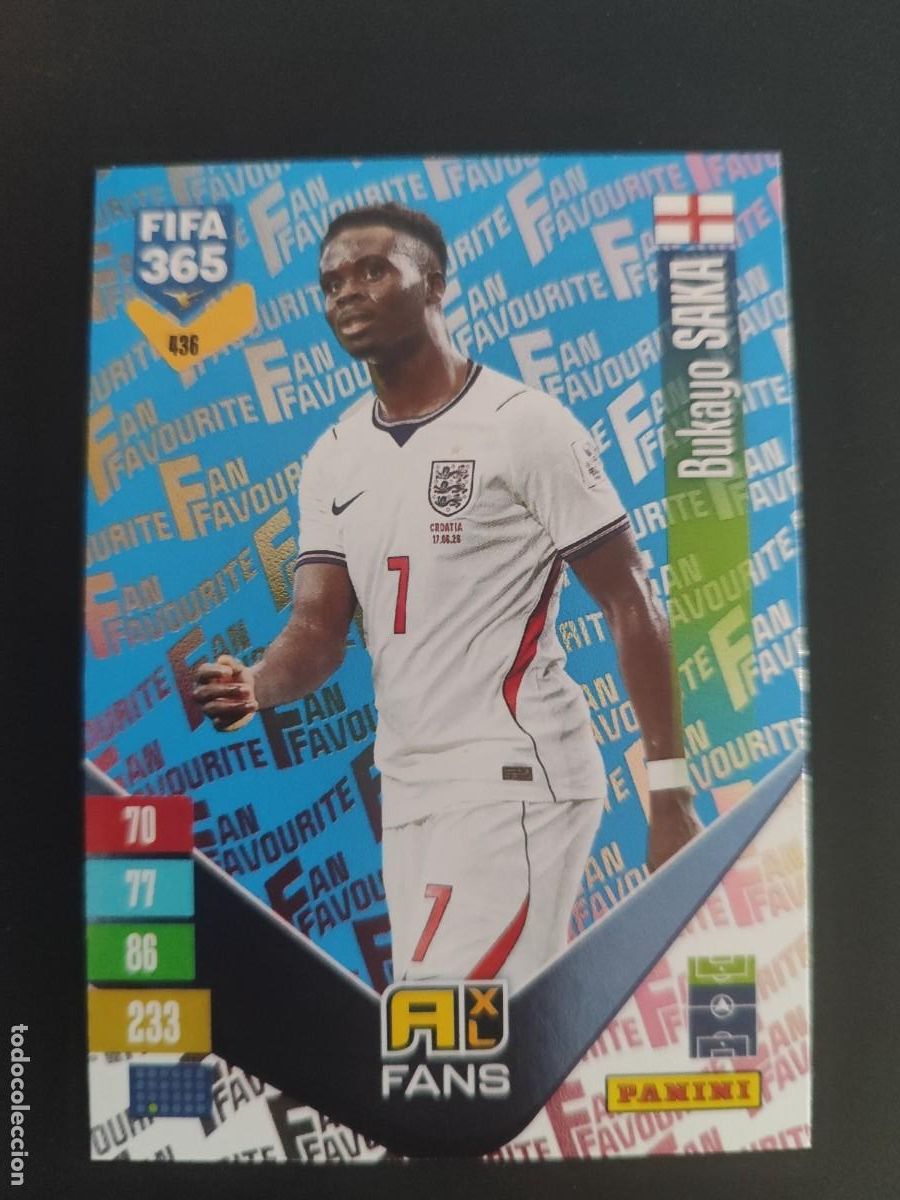 Fu&szlig;ball-Sticker: ADRENALYN XL FIFA 365 2027 CARD FANS SAKA INGLATERRA # 436 PANINI PARALELA AZUL