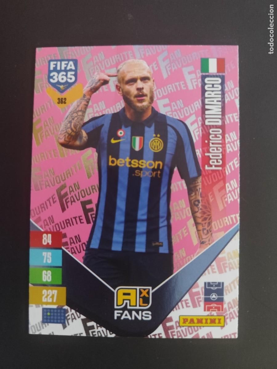 Cromos de f&uacute;tbol: ADRENALYN XL FIFA 365 2027 CARD FANS DIMARCO INTER # 362 PANINI PARALELA ROSA