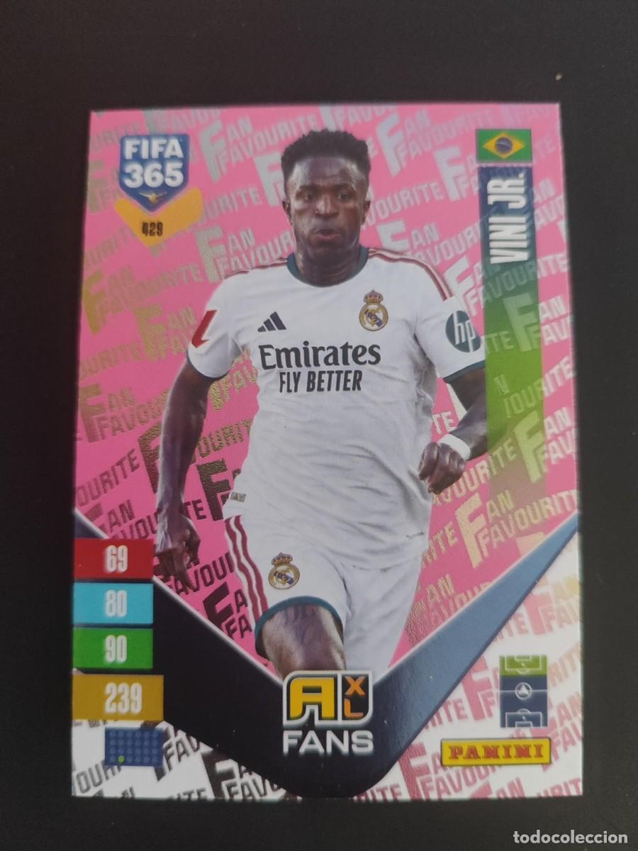 Cromos de f&uacute;tbol: ADRENALYN XL FIFA 365 2027 CARD FANS VINI JR REAL MADRID # 429 PANINI PARALELA ROSA