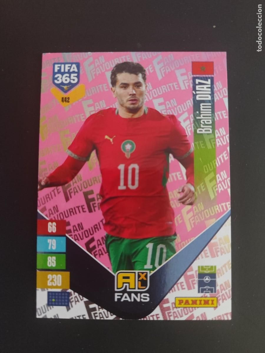 Cromos de f&uacute;tbol: ADRENALYN XL FIFA 365 2027 CARD FANS BRAHIM DIAZ MARRUECOS # 442 PANINI PARALELA ROSA