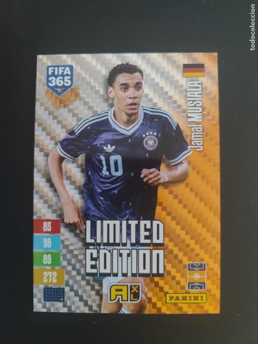 Cromos de f&uacute;tbol: ADRENALYN XL FIFA 365 2027 CARD LIMITED EDITION DORADA MUSIALA ALEMANIA # PANINI