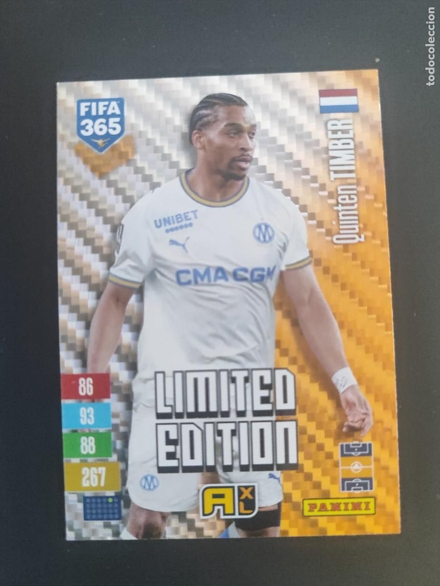 Cromos de f&uacute;tbol: ADRENALYN XL FIFA 365 2027 CARD LIMITED EDITION DORADA TIMBER MARSELLA # PANINI