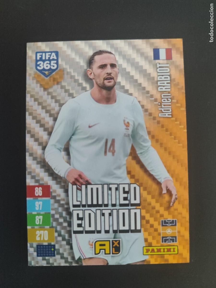 Cromos de f&uacute;tbol: ADRENALYN XL FIFA 365 2027 CARD LIMITED EDITION DORADA RABIOT FRANCIA # PANINI