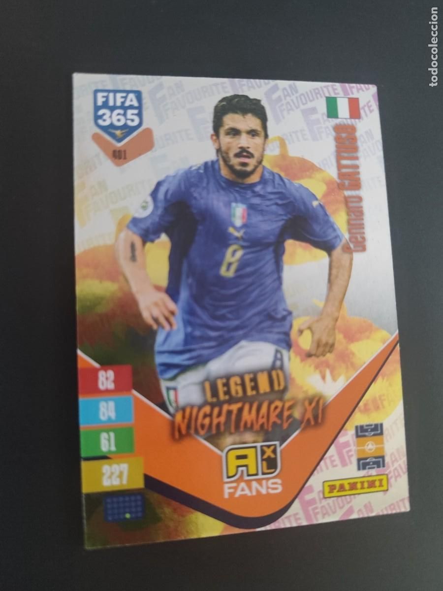 Football Stickers: ADRENALYN XL FIFA 365 2027 CARD FANS LEGEND NIGHTMARE XI GATTUSO ITALIA # 401 PANINI