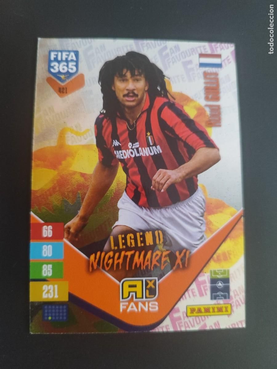 Football Stickers: ADRENALYN XL FIFA 365 2027 CARD FANS LEGEND NIGHTMARE XI GULLIT AC MILAN # 421 PANINI