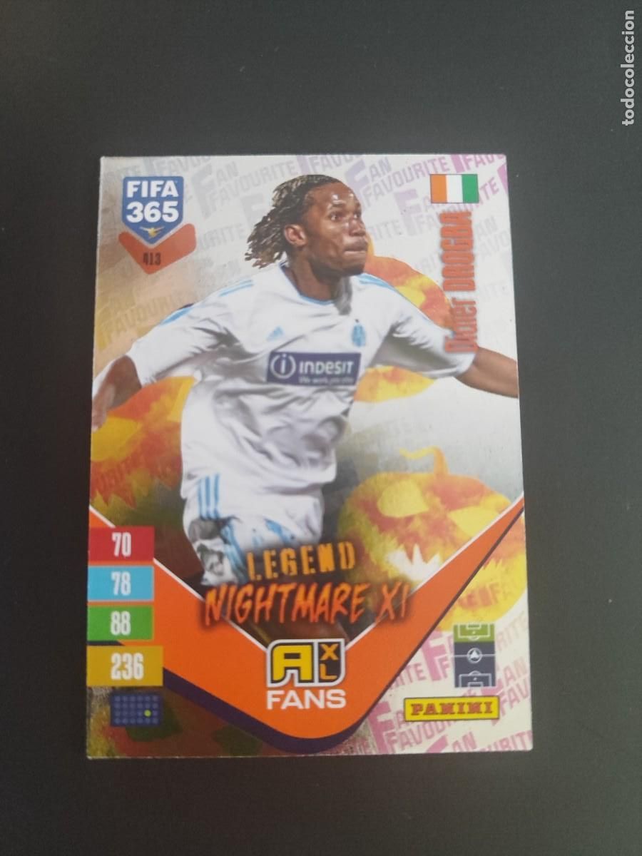 Football Stickers: ADRENALYN XL FIFA 365 2027 CARD FANS LEGEND NIGHTMARE XI DROGBA MARSELLA # 413 PANINI