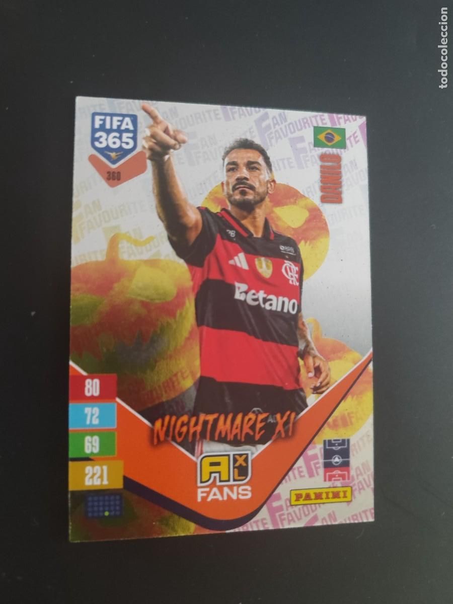 Football Stickers: ADRENALYN XL FIFA 365 2027 CARD FANS LEGEND NIGHTMARE XI DANILO FLAMENGO # 360 PANINI