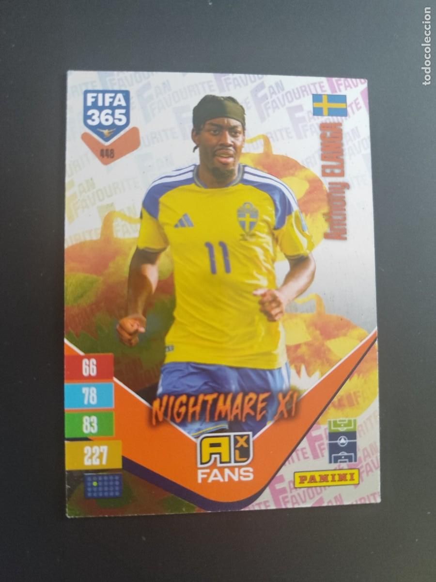 Football Stickers: ADRENALYN XL FIFA 365 2027 CARD FANS LEGEND NIGHTMARE XI ELANGA SUECIA # 448 PANINI