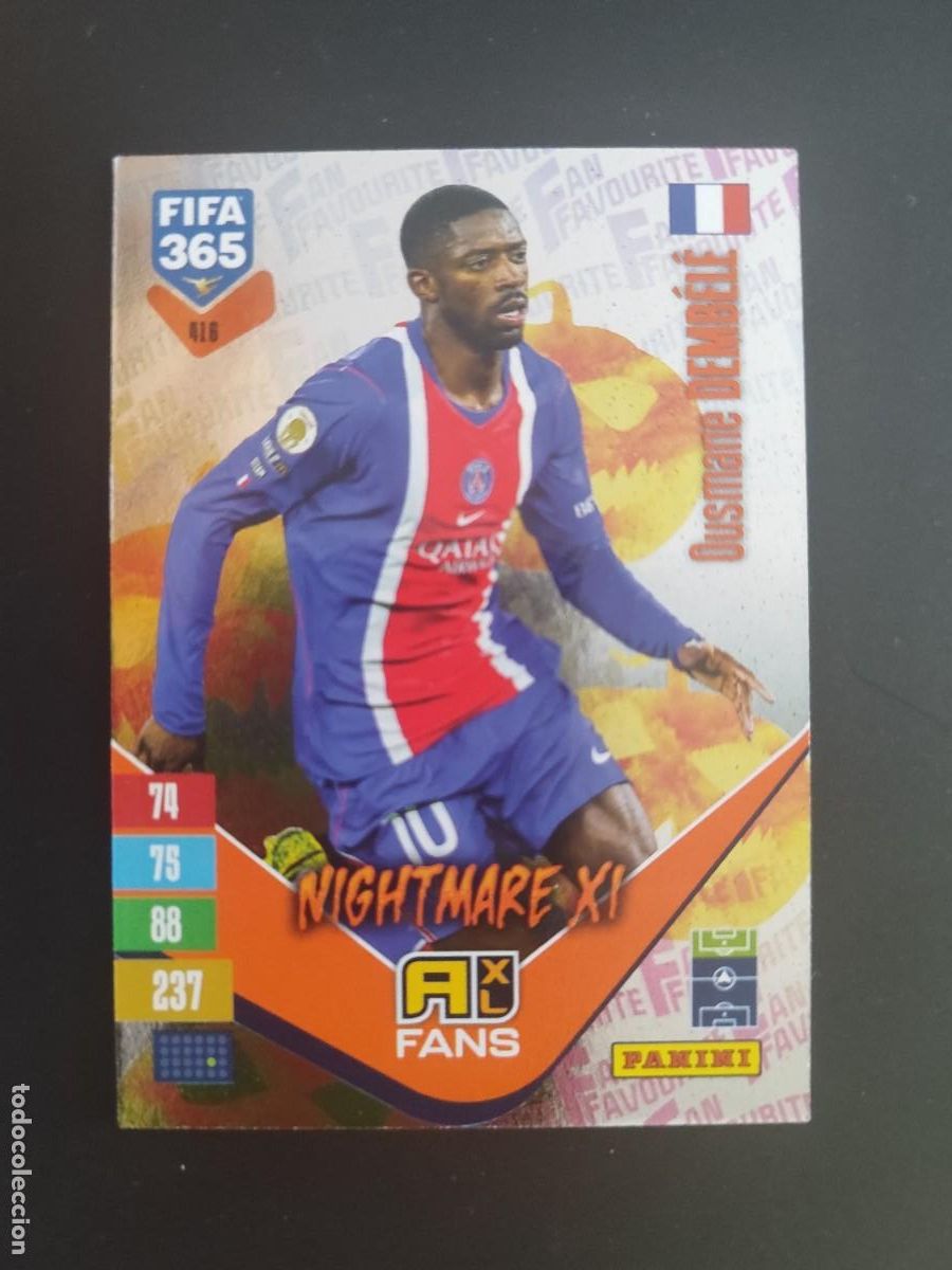 Figurine di Calcio: ADRENALYN XL FIFA 365 2027 CARD FANS LEGEND NIGHTMARE XI DEMBELE PSG # 416 PANINI
