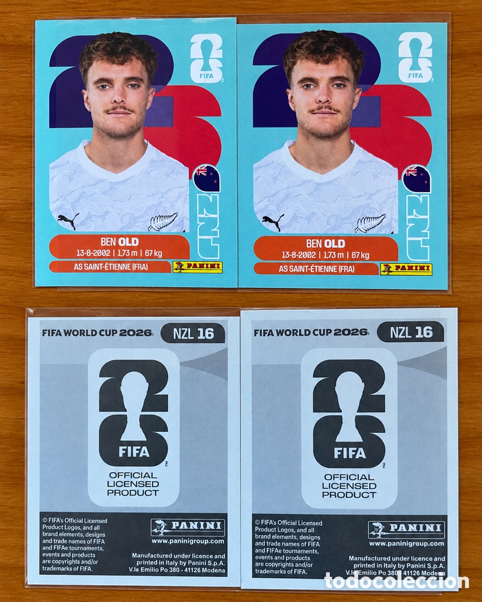 Figurine di Calcio: BEN OLD NZL 16 &ndash; PANINI MUNDIAL 2026 &ndash; ERROR DE CORTE