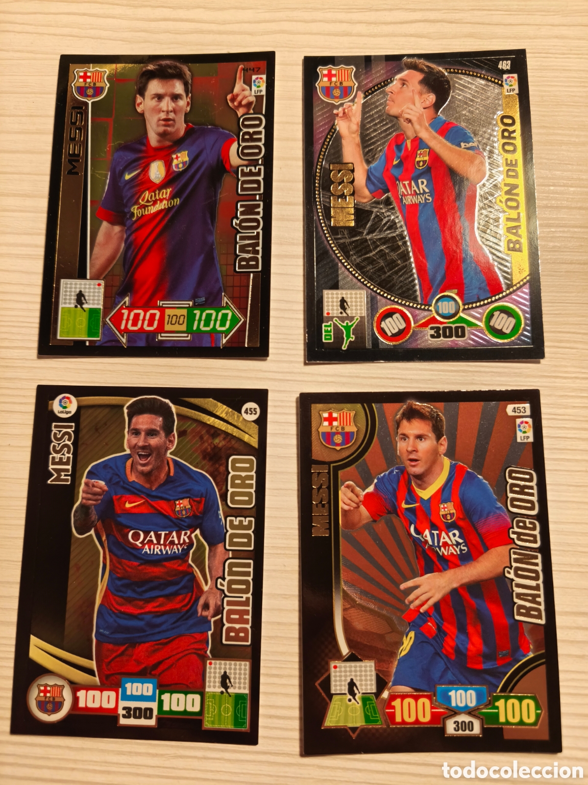 Cartes &agrave; collectionner de Football: SUPER LOTE ADRENALYN MESSI !! 9 CARDS DIFERENTES, BALONES ORO + LETRAS + BASES