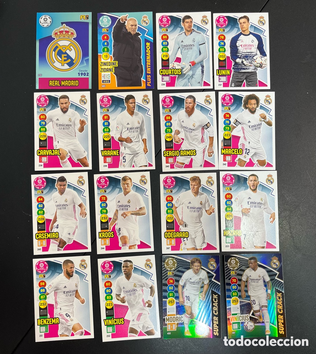 Fu&szlig;ball-Sticker: Lote 16 cromos fichas Adrenalyn 20-21 ( 2020-2021 ) Real Madrid C.F ( diferentes incluye especiales