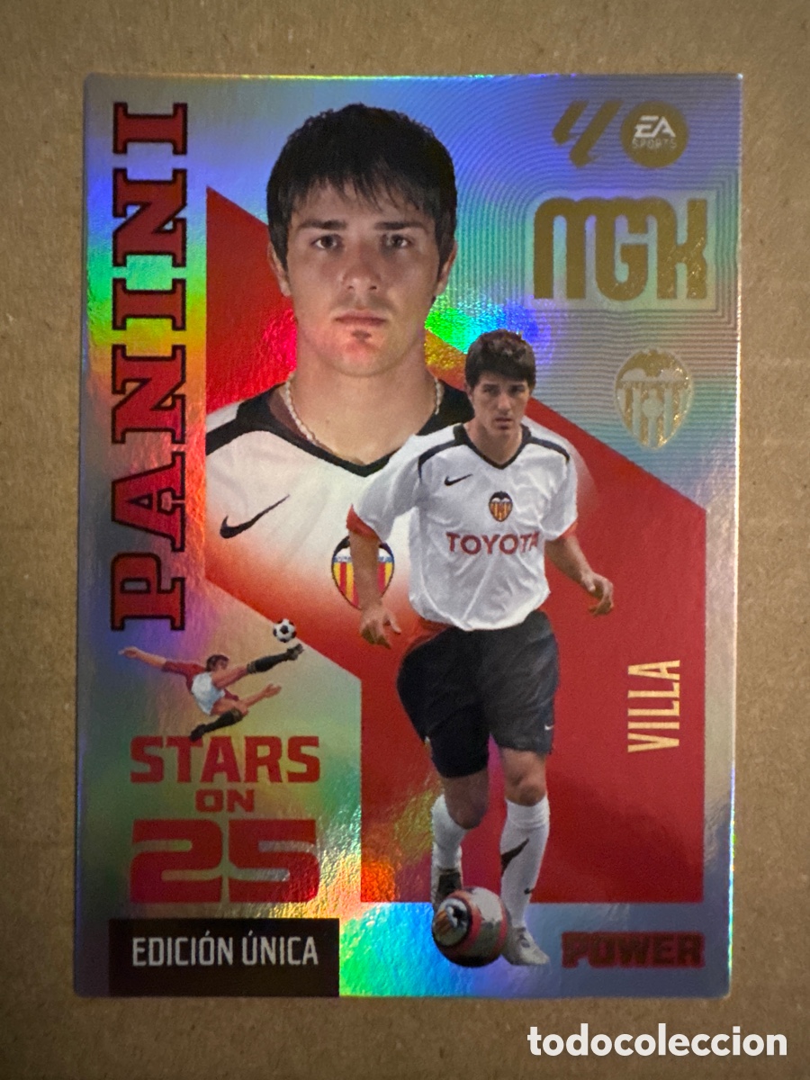 Fu&szlig;ball-Sticker: # P 435 435P David Villa Valencia Stars on 25 Power Megacracks 26 27 2026 2027 Edici&oacute;n &Uacute;nica