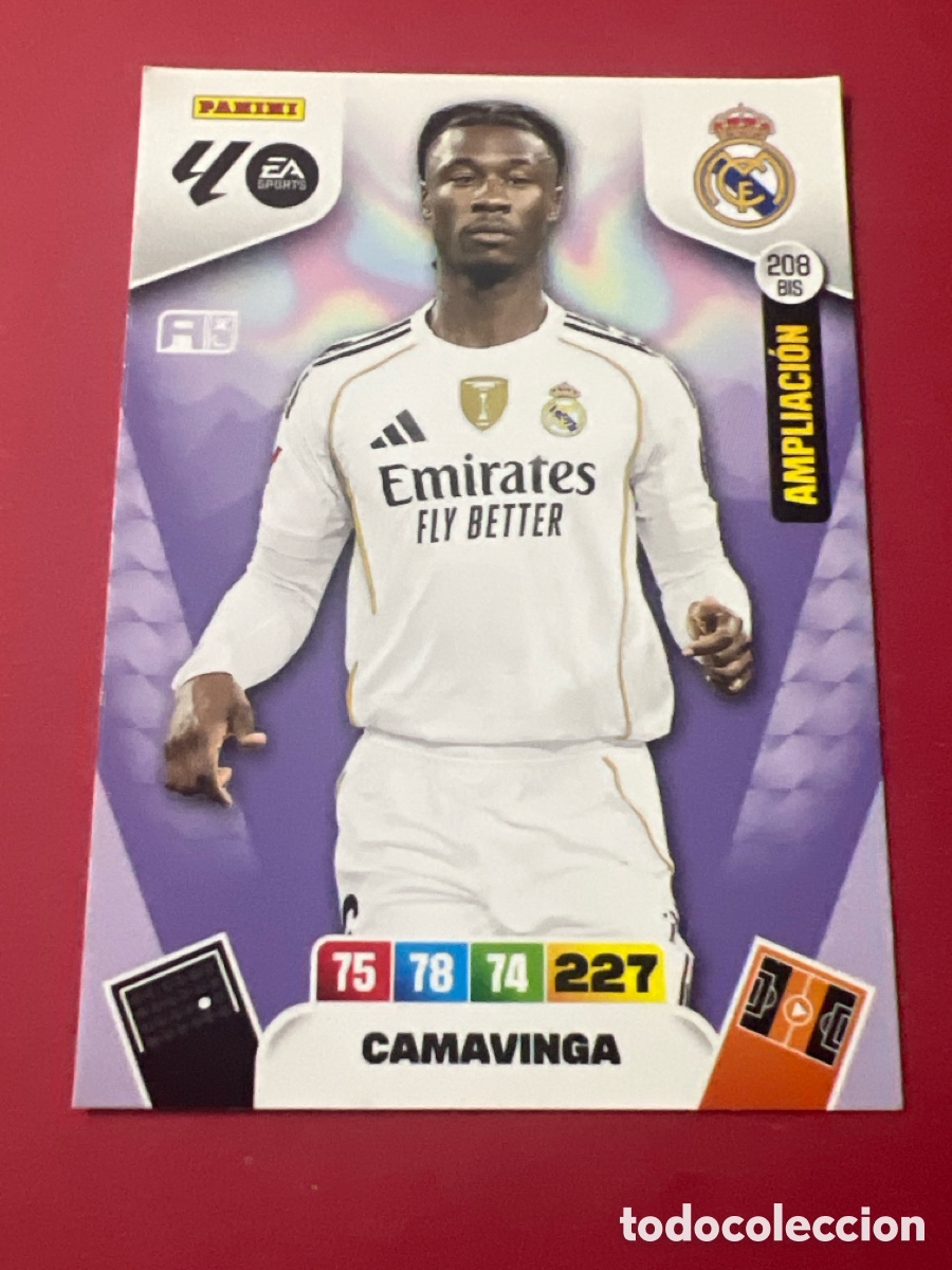 Cromos de f&uacute;tbol: C5739. FICHA N&ordm; BIS 208 CAMAVINGA - ADRENALYN 25 26 - PANINI 2025 - 26 - CROMO - AMPLIACION