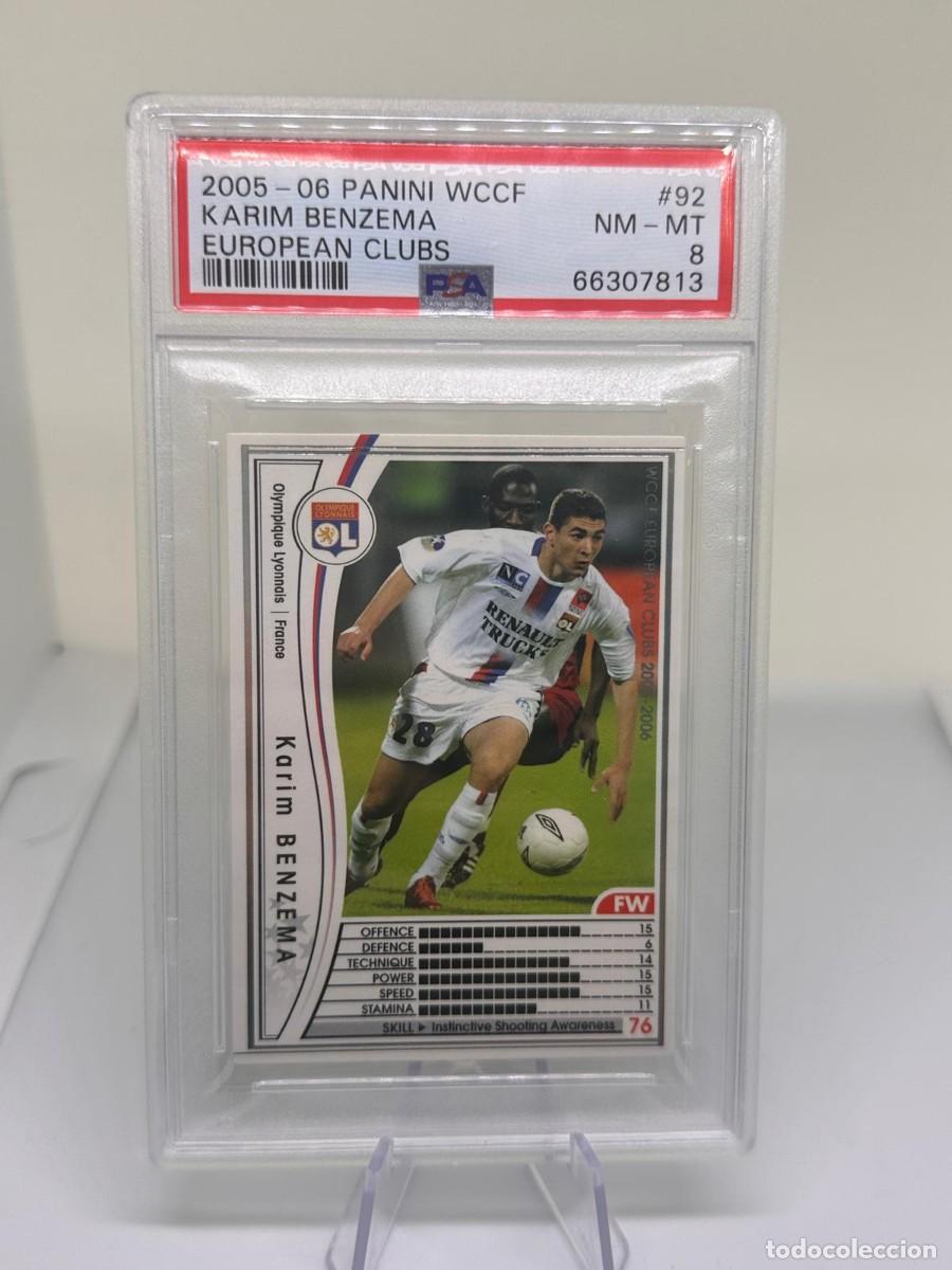 Cartes &agrave; collectionner de Football: Rookie Benzema #92 Olympique Lyonnais Panini WCCF European Clubs 2005 06 Psa 8