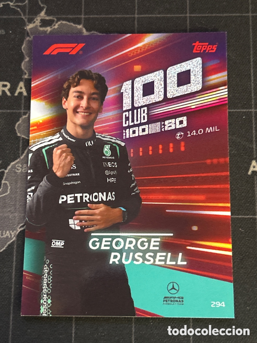 Cromos de Futebol: 294 GEORGE RUSSELL (MERCEDES) 100 CLUB TOPPS TURBO ATTAX F1 FORMULA 1 2026
