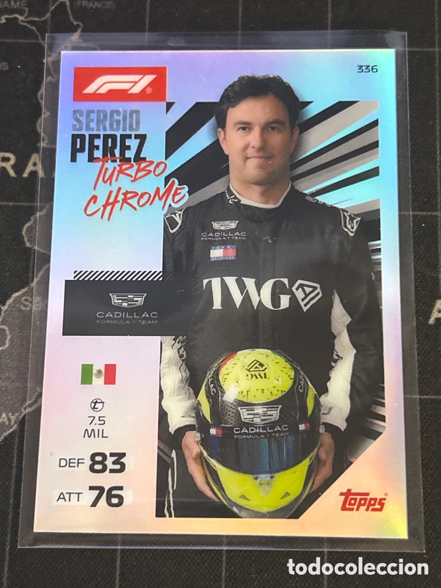 Cartes &agrave; collectionner de Football: 336 SERGIO PEREZ (CADILLAC) TURBO CHROME TOPPS TURBO ATTAX F1 FORMULA 1 2026