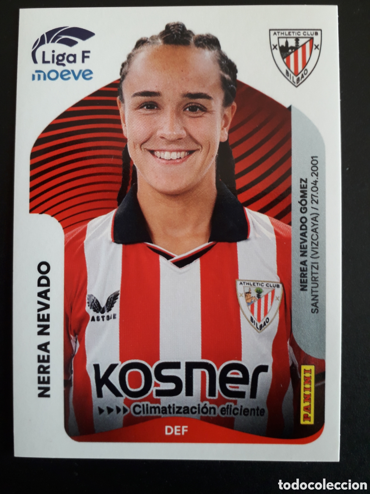Cartes &agrave; collectionner de Football: NEREA NEVADO ATHLETIC BILBAO N&deg; 30 LIGA F FEMENINA 2025 2026 25 26 PANINI SIN PEGAR PEDIDO M&Iacute;NIMO 3&euro;