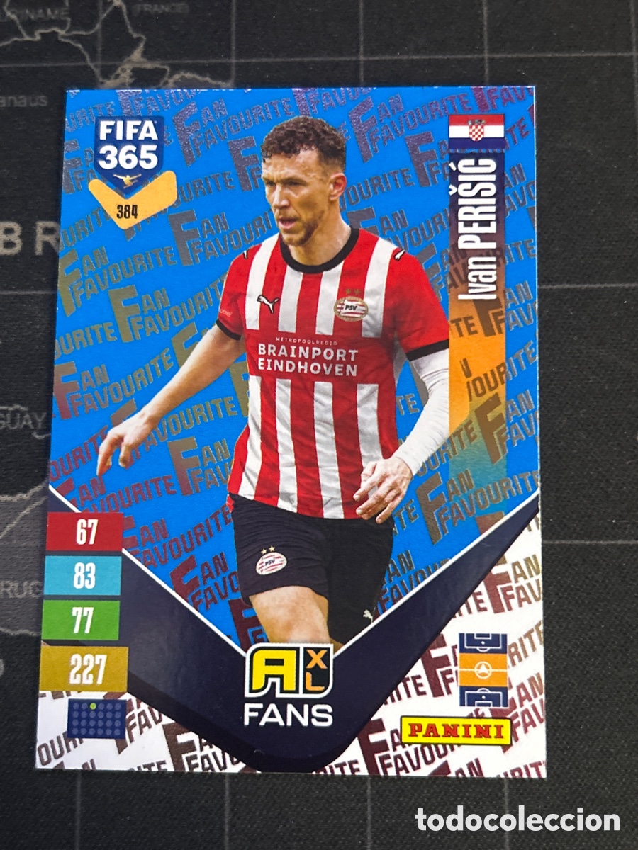 Fu&szlig;ball-Sticker: 384 IVAN PERISIC (PSV EINDHOVEN) FANS FAVOURITE BLUE AZUL PANINI ADRENALYN XL FIFA 365 2027 27
