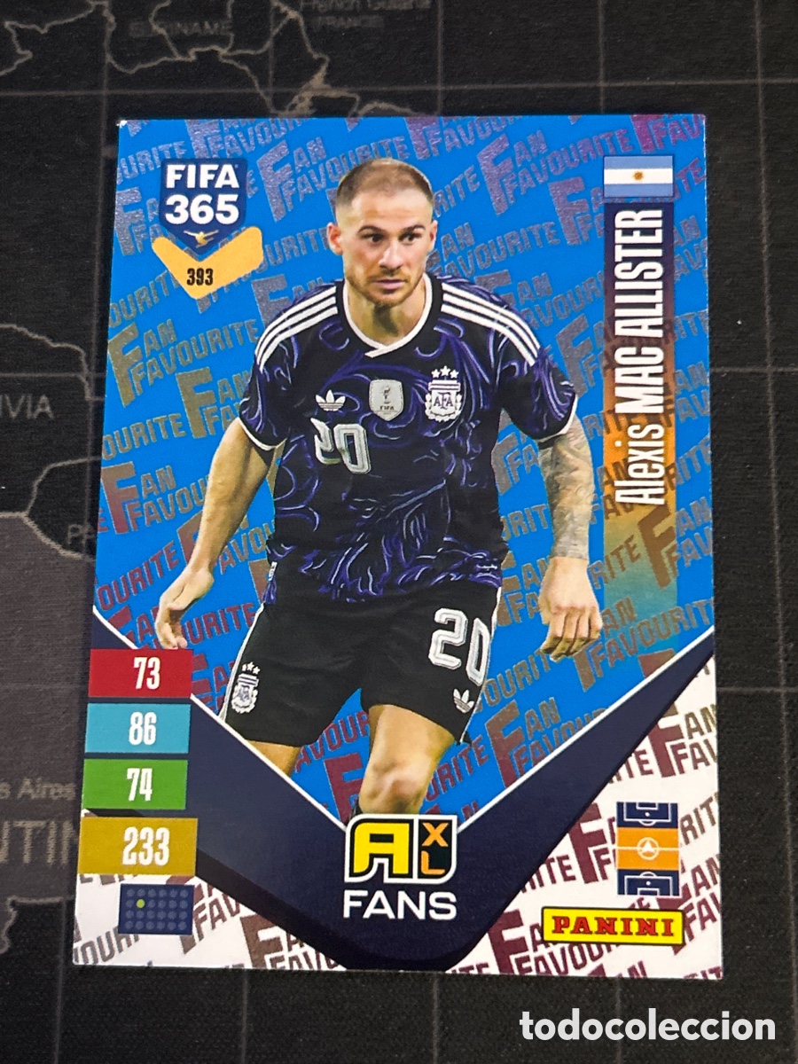 Fu&szlig;ball-Sticker: 393 ALEXIS MAC ALLISTER (ARGENTINA) FANS FAVOURITE BLUE AZUL PANINI ADRENALYN XL FIFA 365 2027 27