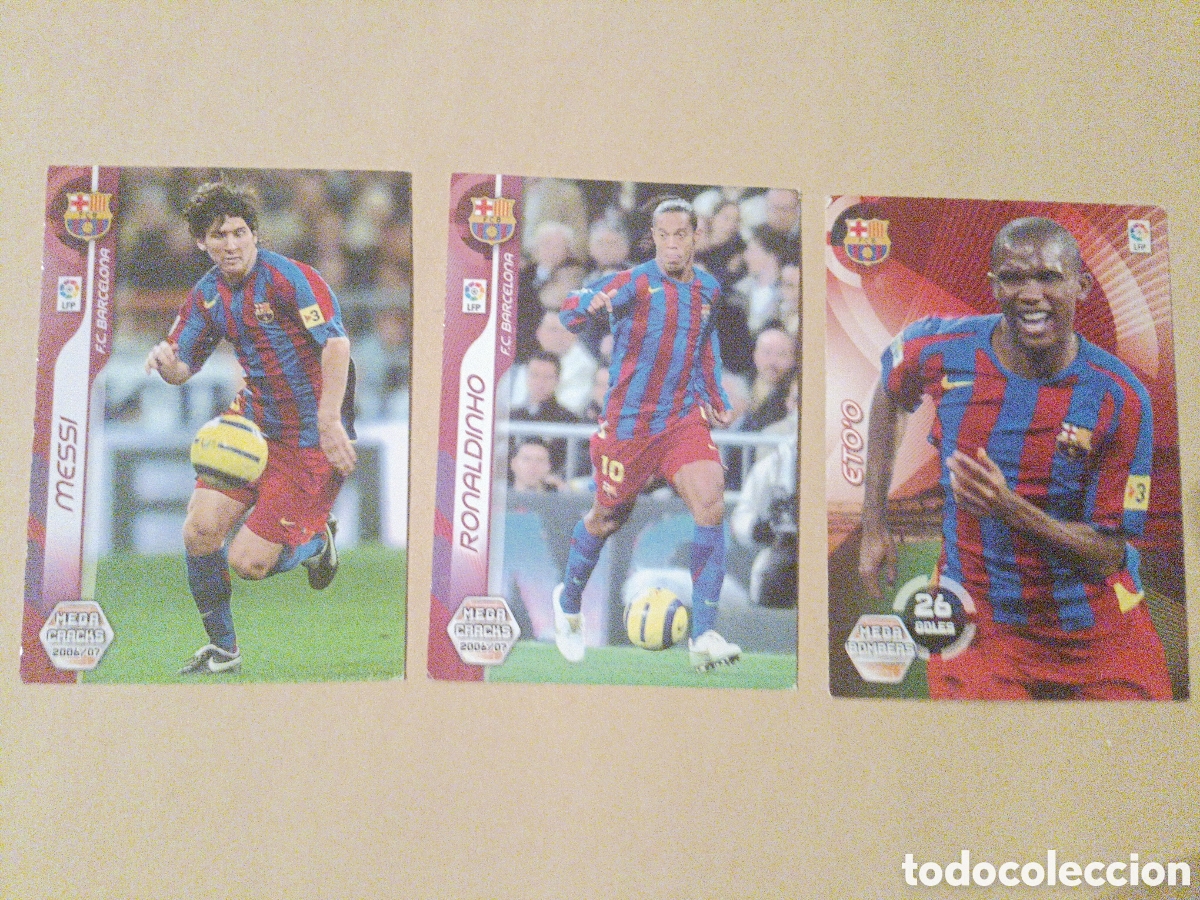 Cromos de Futebol: Cromos de Mega Cracks 06/07 Messi Ronaldinho y Eto'o