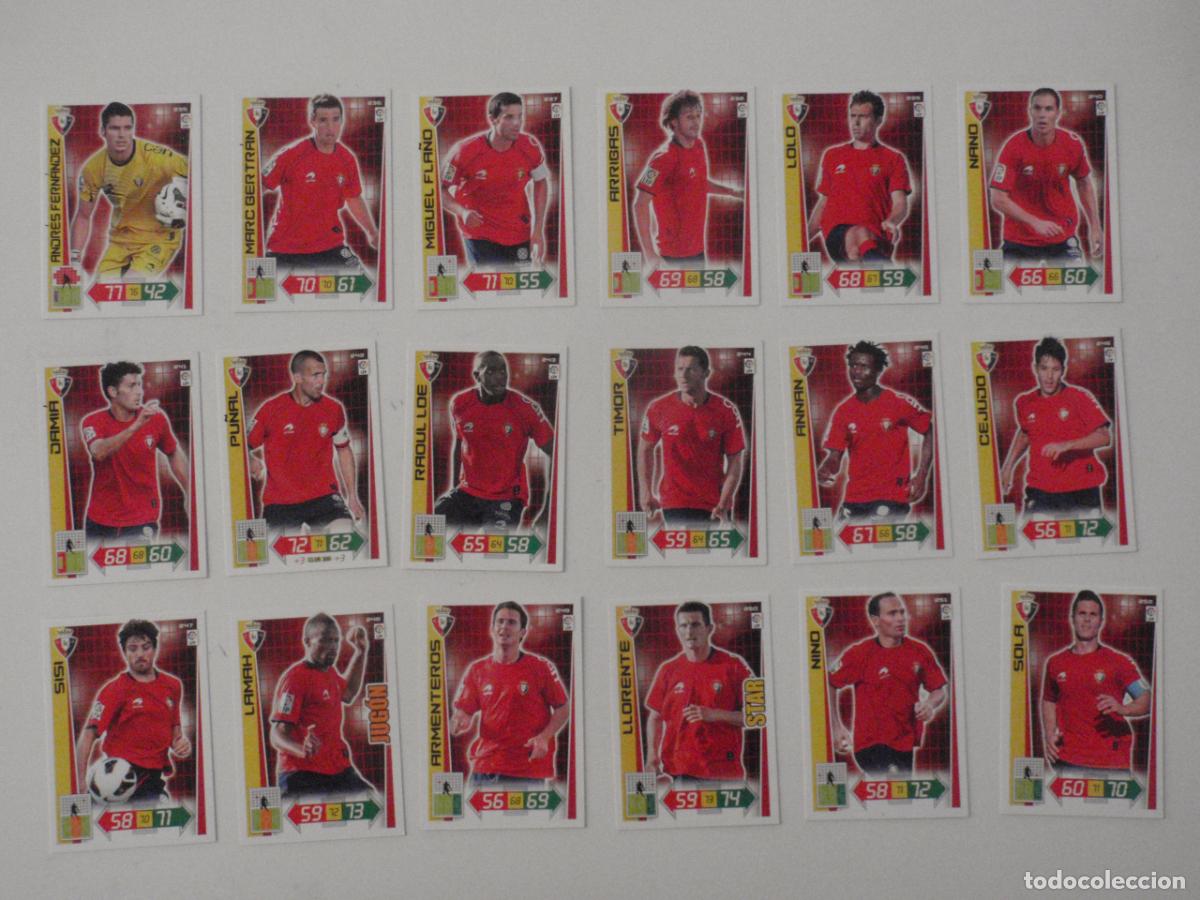 Football Stickers: 18 cromos OSASUNA - SET BASICO COMPLETO. Fichas ADRENALYN XL 2012 2013 PANINI. 12 13