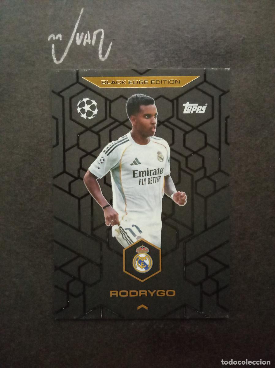 Fu&szlig;ball-Sticker: BE 4 BLACK EDGE EDITION RODRYGO REAL MADRID ⚽ TOPPS &reg; MATCH ATTAX CHAMPIONS 2025 2026 25 26 NUEVO