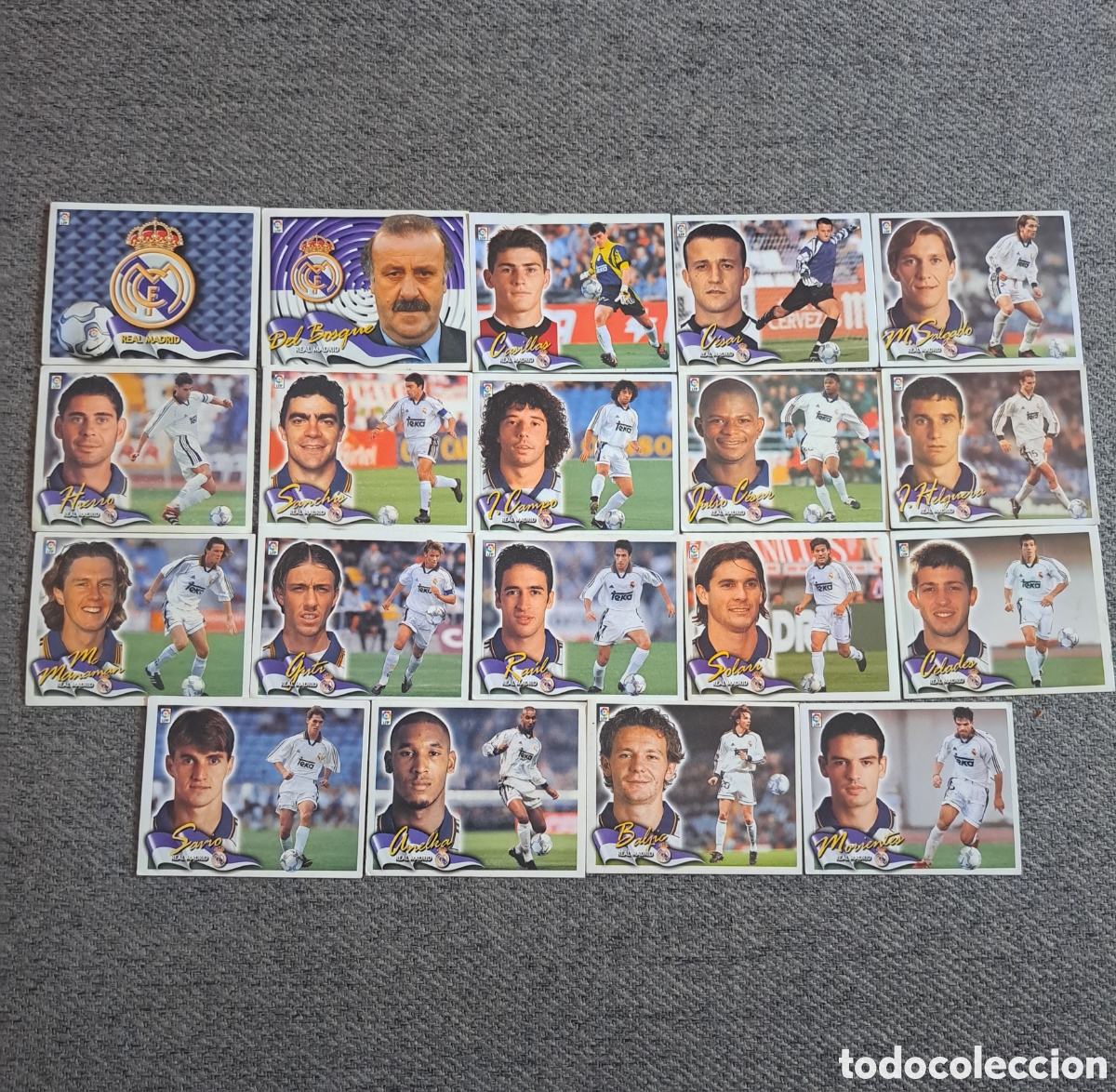 Cromos de f&uacute;tbol: 19 cromos diferentes Real Madrid. Liga Este 00-01